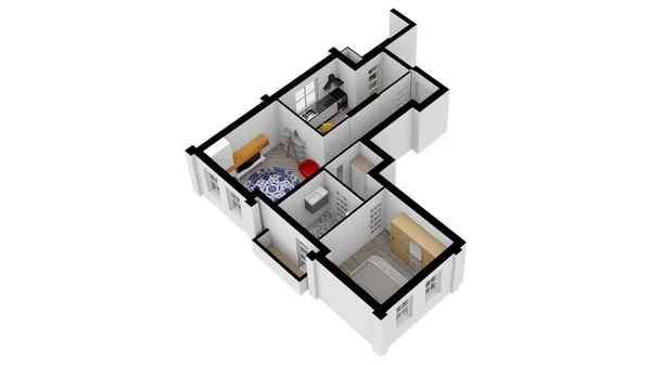 Plan Piętra Wnętrze Plan Piętra Dla Nieruchomości Plan Domu Projektowanie — Zdjęcie stockowe