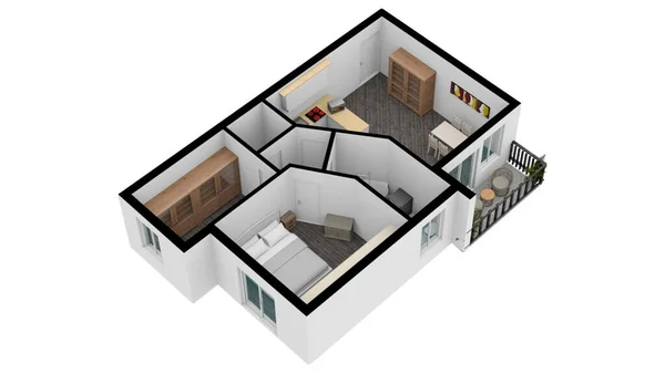 Трехэтажный План Недвижимости Схема Этажей Цветной План Пола Маркетинга — стоковое фото