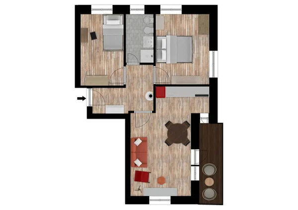 Emlak için 3D kat planı. Çizim katı planı. Pazarlama için renk tabanı planı.