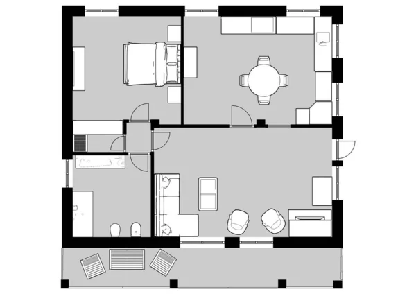 Трехэтажный План Недвижимости Схема Этажей Цветной План Пола Маркетинга — стоковое фото
