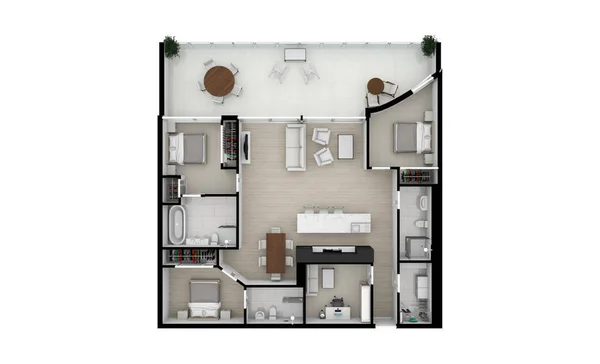 Ev alanı renk kat planının ev planı 3 boyutlu tasarımı