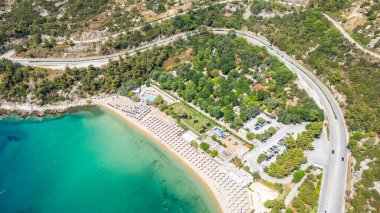 Yunanistan 'ın Kavala kentinde deniz manzarası.