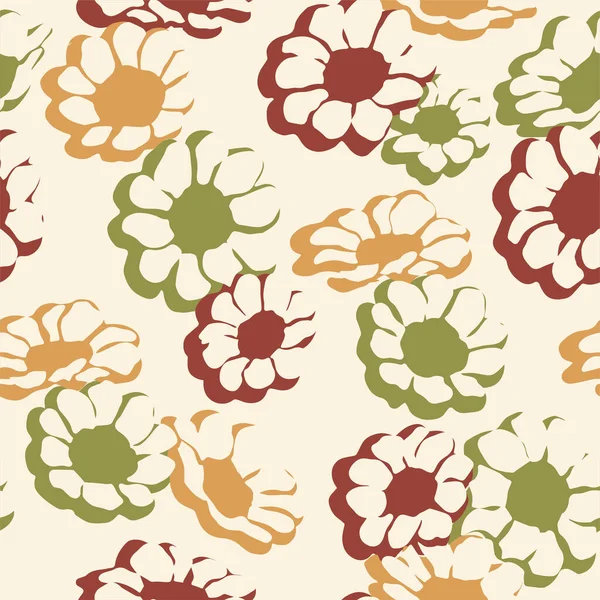 Vector Flower Illustration Seamless Repeat Pattern — Stock Vector