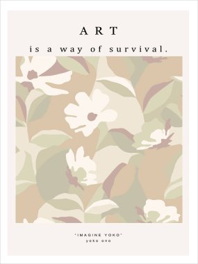 Vektör el çizimi soyut retro çiçek illüstrasyon sanat poster dijital sanat