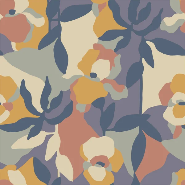 Illustration Vectorielle Abstraite Fleurs Feuilles Motif Répété Sans Couture — Image vectorielle