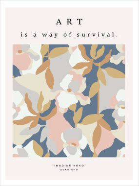 Vector flower and leaf illustration art poster digital artwork