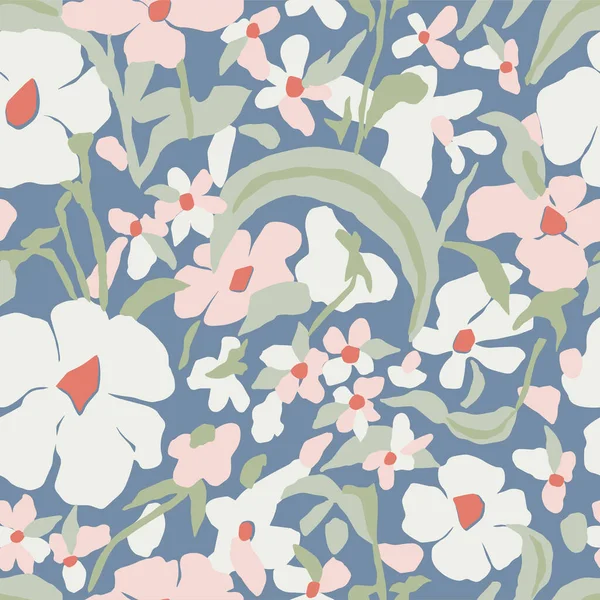 Vektor Skandinavische Blume Illustration Nahtlose Wiederholung Muster — Stockvektor