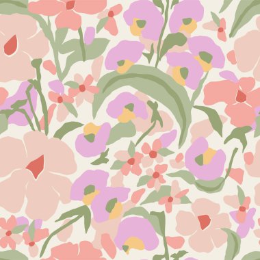 Vector Scandinavian flower illustration seamless repeat pattern clipart