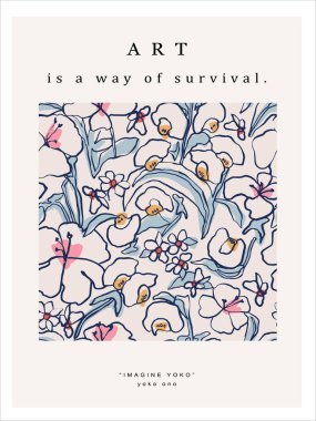 Vector flower and leaf illustration art poster digital artwork