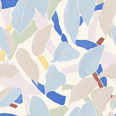 leaf illustration with water color seamless repeat pattern