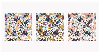 Vector abstract flower illustration seamless repeat pattern