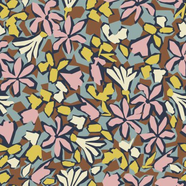 Vektör soyut kesme çiçek illüstrasyonu kusursuz tekrarlama deseni