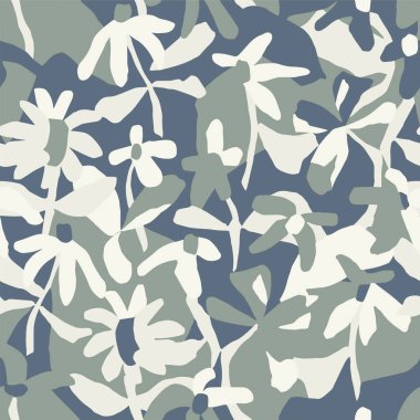 Vektör soyut çiçek ve yaprak pürüzsüz tekrar deseni