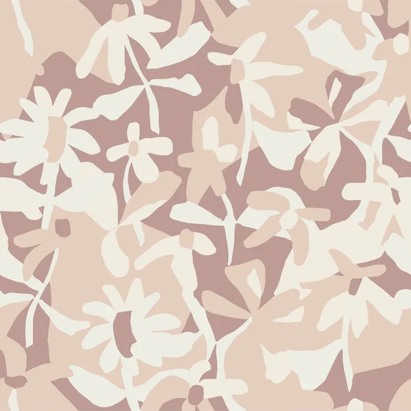 矢量抽象花卉和叶子无缝重复图案 — 图库矢量图片