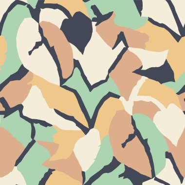 Vector leaf motif illustration seamless repeat pattern clipart