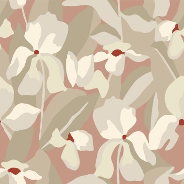 Pastel renk resimli vektör çiçeği kusursuz tekrarlama deseni