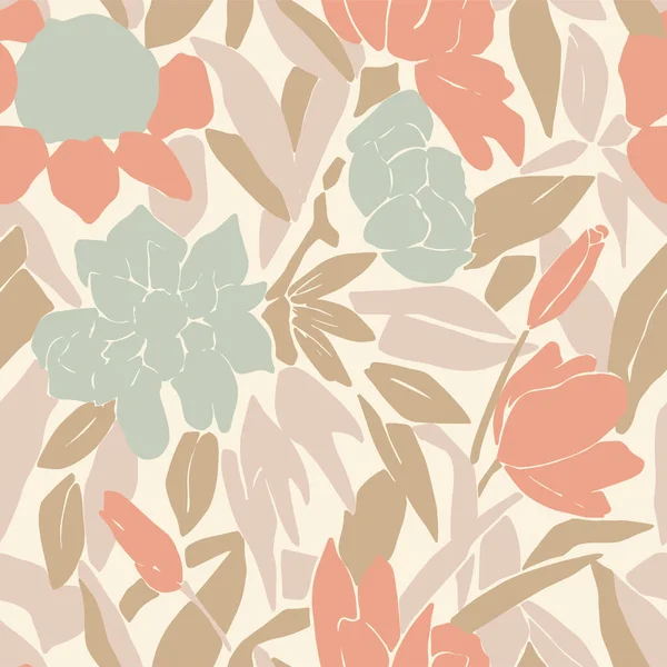 花の植物イラストシームレスリピートパターンファッションやファブリック表面デジタルデザイン — ストックベクタ