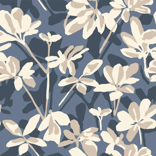 Blume Botanische Illustration Nahtlose Wiederholung Muster Mode Und Stoffoberfläche Digitales — Stockvektor