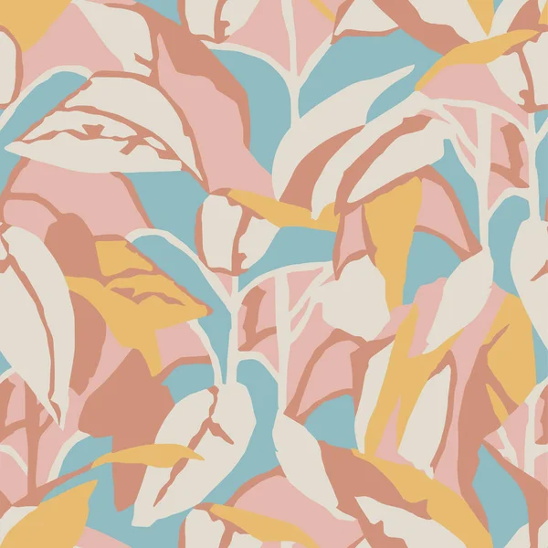Филиал Лист Неоновой Цветной Иллюстрацией Бесшовные Повторяющиеся Шаблон Моды Ткань Стоковый вектор