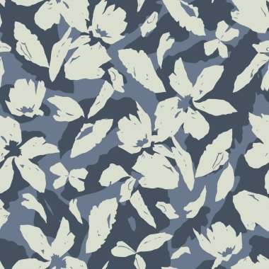 Doku resimli vektör boya fırçası çiçeği ve yaprak kusursuz tekrar eden dijital sanat eserleri