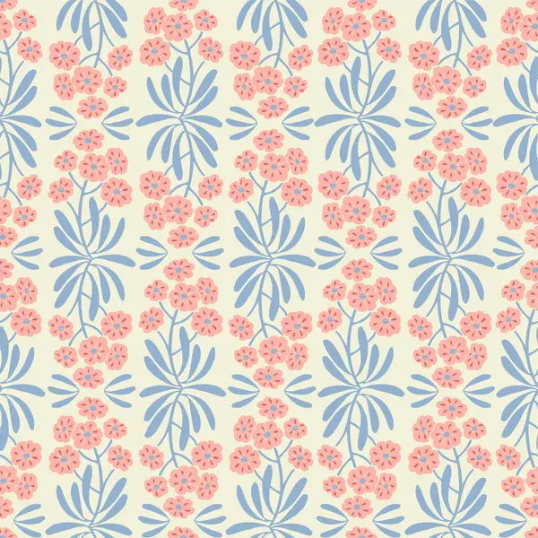 Şirin vektör yaprağı ve çiçek damasyonu çizimi kusursuz tekrar eden dijital çizimler