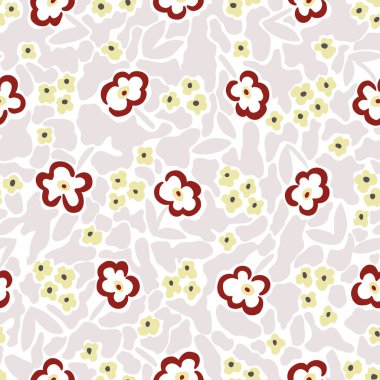 Şirin, şirin çiçek desenli, kusursuz, tekrarlanmayan dijital sanat eserleri.