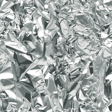 Parlak gerçekçi folyo, kusursuz vektör dokusu. Alüminyum gümüş metal arka plan. Krom parlak desen.