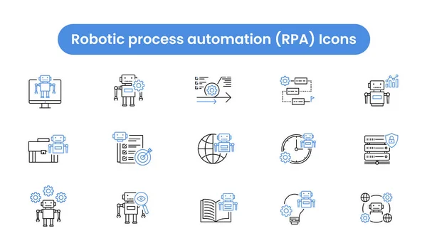 RPA Robotik Otomasyon Yenileme Teknolojisi, Robotik Teknoloji, Makine, Öğrenme, Yapay Vektör Simgeleri 'nin vektör ikonu. Yapay zeka simgeleri. 