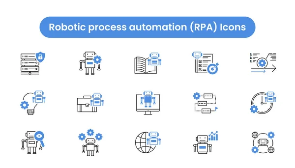 RPA Robotik Otomasyon Yenileme Teknolojisi, Robotik Teknoloji, Makine, Öğrenme, Yapay Vektör Simgeleri 'nin vektör ikonu. Yapay zeka simgeleri. 