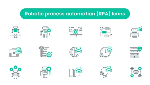 RPA Robotik Otomasyon Yenileme Teknolojisi, Robotik Teknoloji, Makine, Öğrenme, Yapay Vektör Simgeleri 'nin vektör ikonu. Yapay zeka simgeleri. 