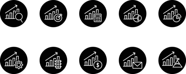 Basit asgari iş vektör grafik seti. Modern asgari alalitik simgeler farklı sembollerle grafikler çiziyor. Bakcgound 'da farklı sikişlere sahip simgelerle iş kasıkları. 