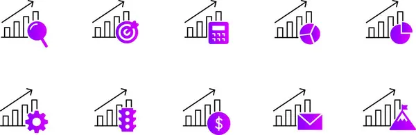 Basit asgari iş vektör grafik seti. Modern asgari alalitik simgeler farklı sembollerle grafikler çiziyor. Farklı sikişli simgelerle iş Growları. 