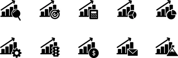 Basit asgari iş vektör grafik seti. Modern asgari alalitik simgeler farklı sembollerle grafikler çiziyor. Farklı sikişli simgelerle iş Growları. 