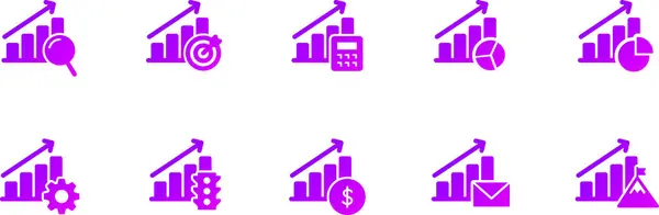 Basit asgari iş vektör grafik seti. Modern asgari alalitik simgeler farklı sembollerle grafikler çiziyor. Farklı sikişli simgelerle iş Growları. 