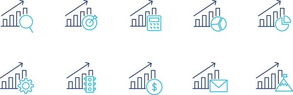 Basit asgari iş vektör grafik seti. Modern asgari alalitik simgeler farklı sembollerle grafikler çiziyor. Farklı sikişli simgelerle iş Growları. 