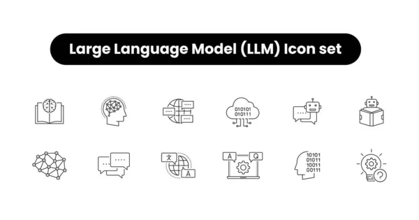Büyük dil modelinin vektör Modern dış hat simgesi, Metin çeviri simgesi otomatik çeviri seti. Web ve mobil uygulamalar için düzenlenebilir vuruş.