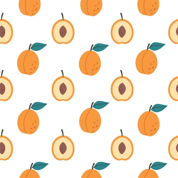 Frische Aprikose Nahtlose Muster Sommerfrucht Gesunde Und Biologische Lebensmittel Nahtlose — Stockvektor