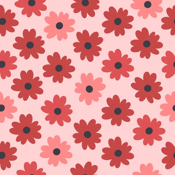 Flowers Seamless Pattern Flat Hand Drawn Texture Wallpaper Textile Fabric — Stock Vector