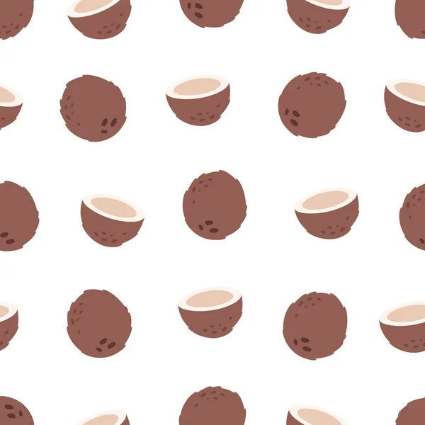 Кокосовый Бесшовный Рисунок Экзотический Фруктово Овощной Узор Здоровое Питание Плоская — стоковый вектор