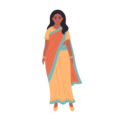 Indian woman in saree. Traditional Indian stylish dress. Vector illustration