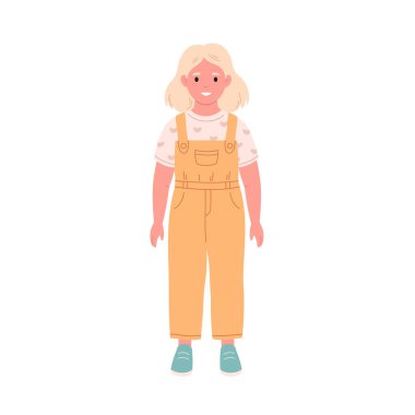 Happy smiling girl. Primary schoolkid. Cute schoolgirl avatar. Vector illustration