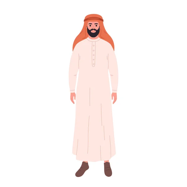 Arabian Man Headwear Muslim Man Traditional Modern Clothes Vector Illustration — Stock Vector