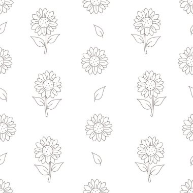 Tatlı ayçiçekleri pürüzsüz desen. Ayçiçeği özeti. Tekstil, ambalaj kağıdı ve kumaşlar için tasarım. Vektör illüstrasyonu