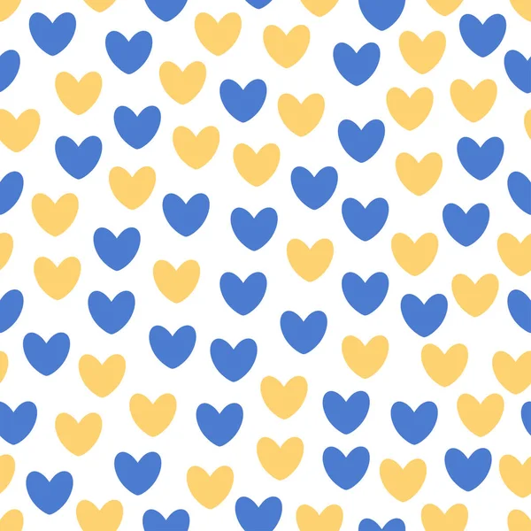 Corações Padrão Sem Costura Cores Bandeira Ucrânia Corações Azul Amarelo —  Vetores de Stock