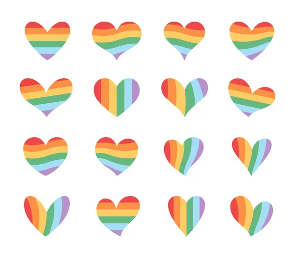 stock vector LGBTQ hearts collection. Pride month. LGBTQ community. Rainbow flag. Vector illustration