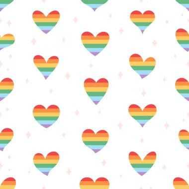 LGBTQ kalpleri pürüzsüz. Gurur ayı. LGBTQ topluluğu. Gökkuşağı bayrağı. Vektör illüstrasyonu