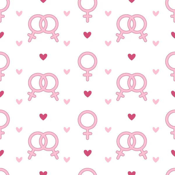 Symboles Genre Féminin Modèle Sans Couture Communauté Lgbtq Lesbiennes Illustration — Image vectorielle