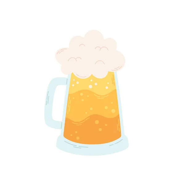 Caneca Cerveja Com Espuma Bebida Alcoólica Ilustração Vetorial —  Vetores de Stock