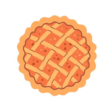 Balkabağı turtası. Pişirme ve hamur işi. Merhaba sonbahar, Şükran Günü. Dünya Turta Günü. Vektör illüstrasyonu