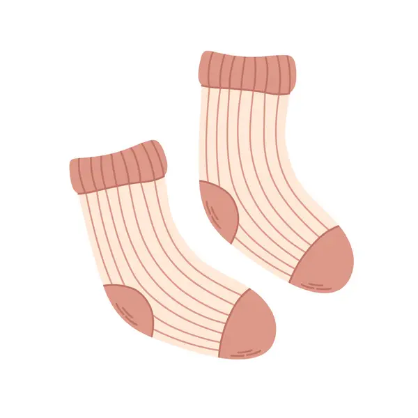 Gestrickte Socken Winter Und Herbstbekleidung Hygge Gemütlich Vektorillustration — Stockvektor